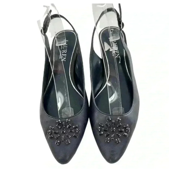 Lauren Ralph Lauren heels, size 6 navy blue gem formal grandmother of the bride - Picture 2 of 12